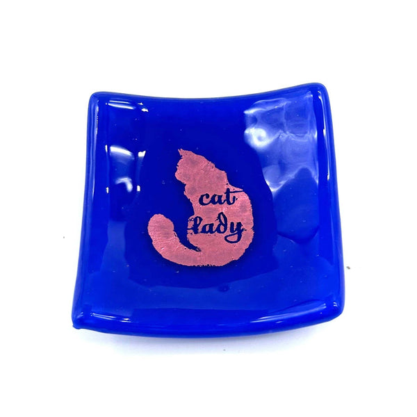 Cat Lady Handmade 2.75" Fused Glass Small Dish