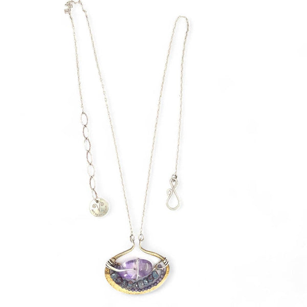 Amethyst Pebble Pendant Necklace