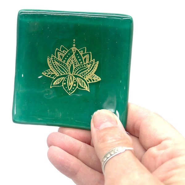 Lotus Handmade 2.75" Fused Glass Small Dish