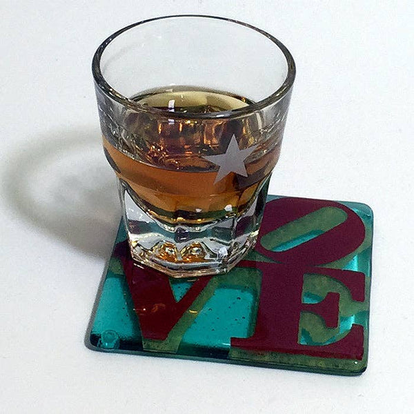 LOVE Fused Glass 4" Single Coaster