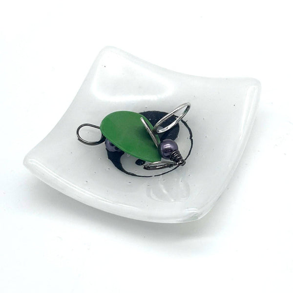 Yin Yang Handmade 2.75" Fused Glass Small Dish
