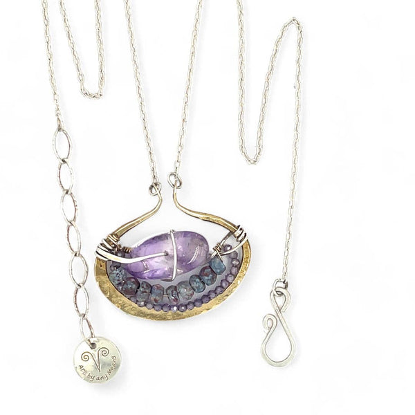 Amethyst Pebble Pendant Necklace