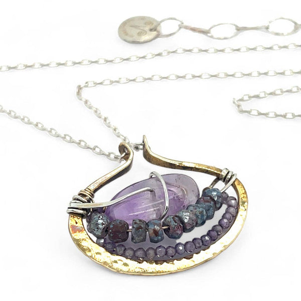 Amethyst Pebble Pendant Necklace