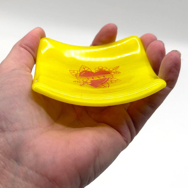Love Tattoo Handmade 2.75" Fused Glass Small Dish