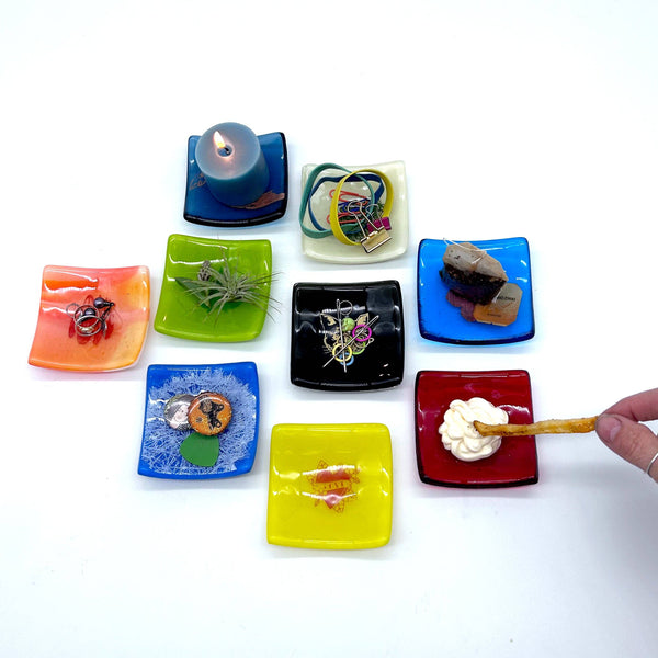 Bike Handmade 2.75" Fused Glass Small Dish