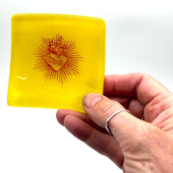 Sacred Heart Handmade 2.75" Fused Glass Small Dish