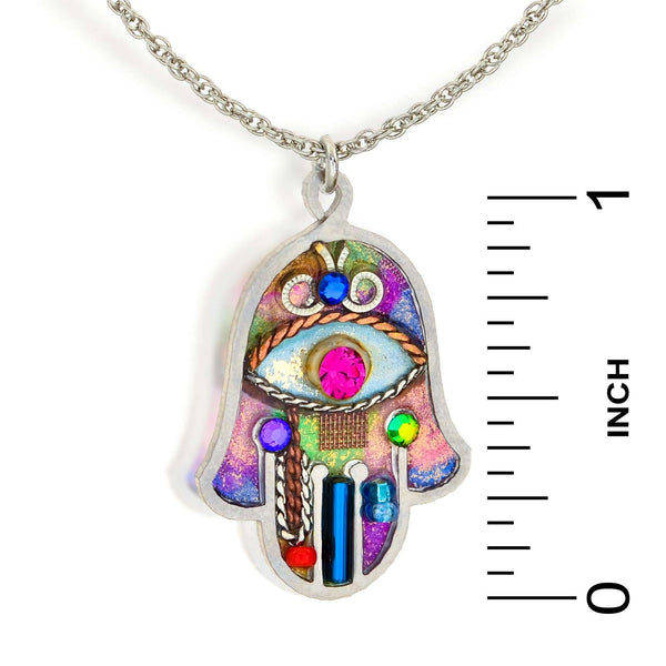 Seeka Iridescent Pastel Hamsa Necklace