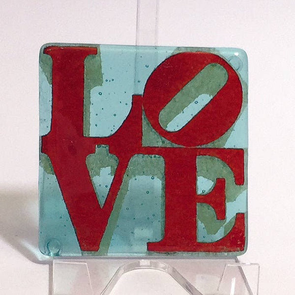 LOVE Fused Glass 4" Single Coaster
